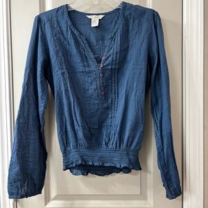 Fun & Flirt 100% Cotton Blue Long-Sleeve Shirt